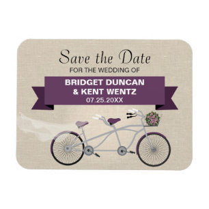 Magnet Flexible Bicyclette en tandem Plum Enregistrer la date