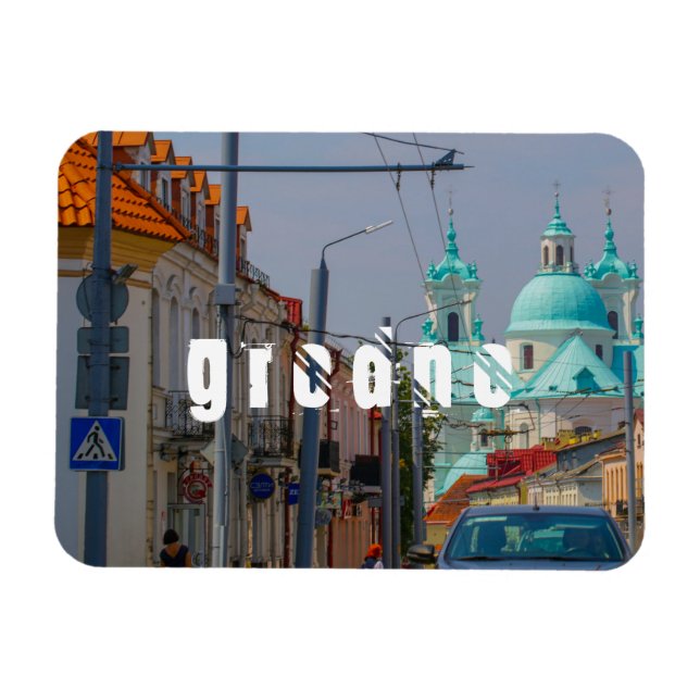 Magnet Flexible Biélorussie Paysage urbain de Grodno Architecture  (Horizontal)