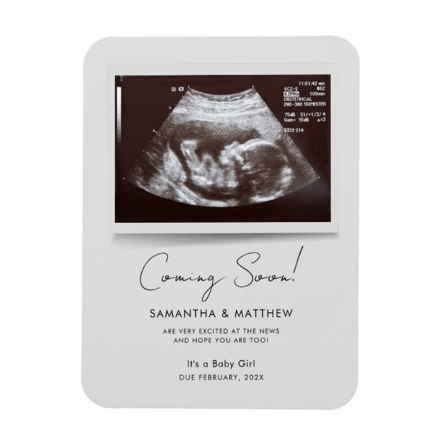 Magnet Flexible Bientôt Photo Baby Scan Sonogramme Grossesse (Vertical)