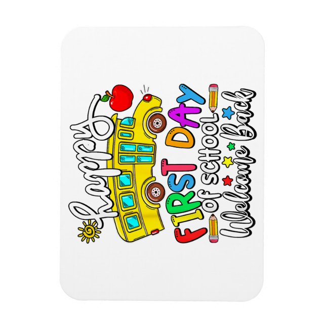 Magnet Flexible Bienvenue à l'école Joyeux premier jour Professeur (Vertical)