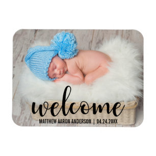 Magnet Flexible Bienvenue Nouveau Baby Modern Script