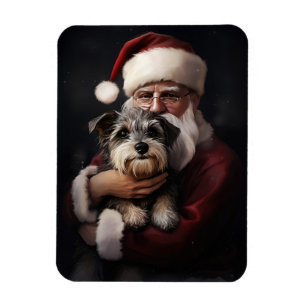 Magnet Flexible Biewer Terrier avec le Père Noël Festif de Noël