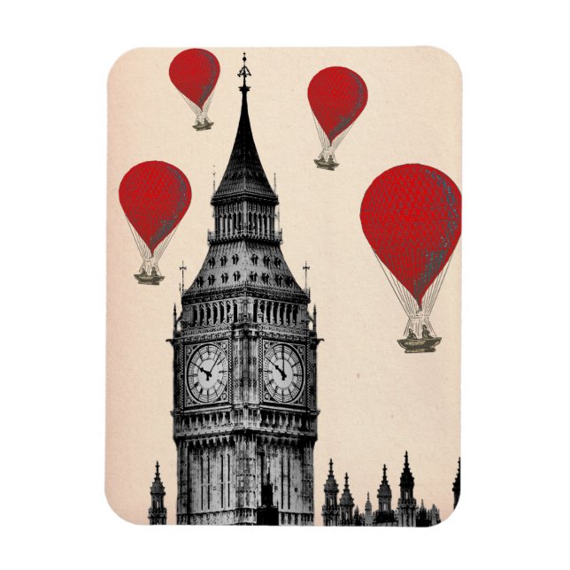 Magnet Flexible Big Ben et Red Hot Air Balloons 2 (Vertical)