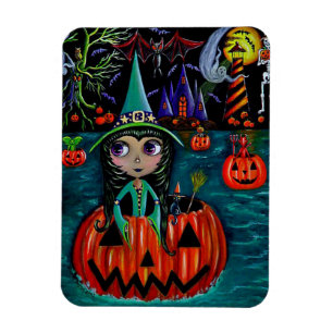 Magnet Flexible Big Eye Halloween sorcière fille équitation dans u