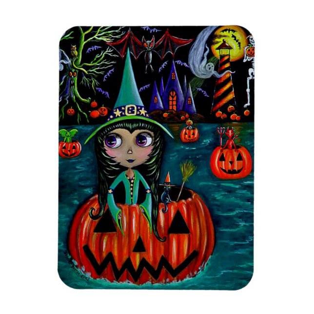 Magnet Flexible Big Eye Halloween sorcière fille équitation dans u (Vertical)