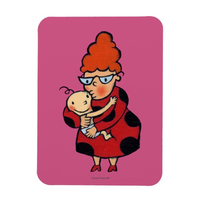 Magnet Flexible Big Hello Hugs de la tante en rouge (Vertical)
