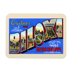 Magnet Flexible Biloxi Mississippi Vintage Grande Lettre Carte pos