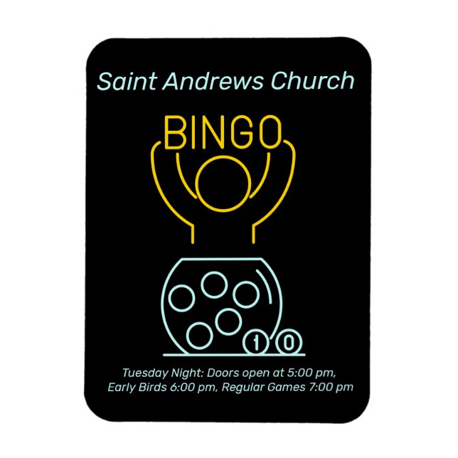 Magnet Flexible Bingo Night Neon Line Art personnalisable (Vertical)