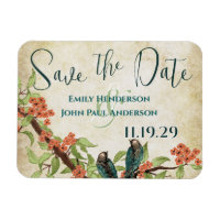 Birds Woodgrain Enregistrer la date Coral Cherry B