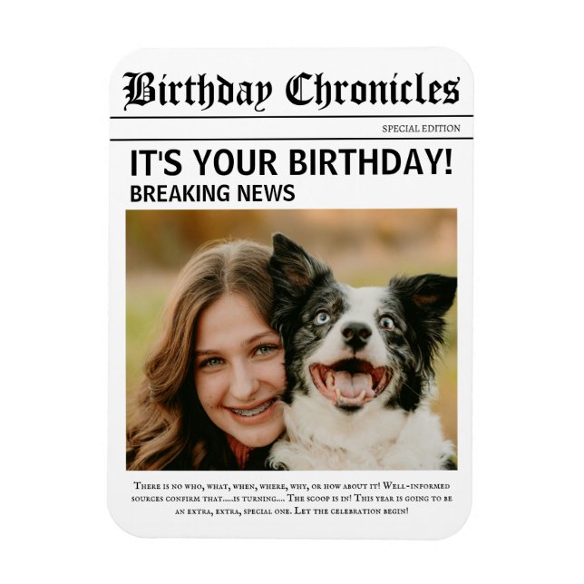 Magnet Flexible Birthday News  (Vertical)
