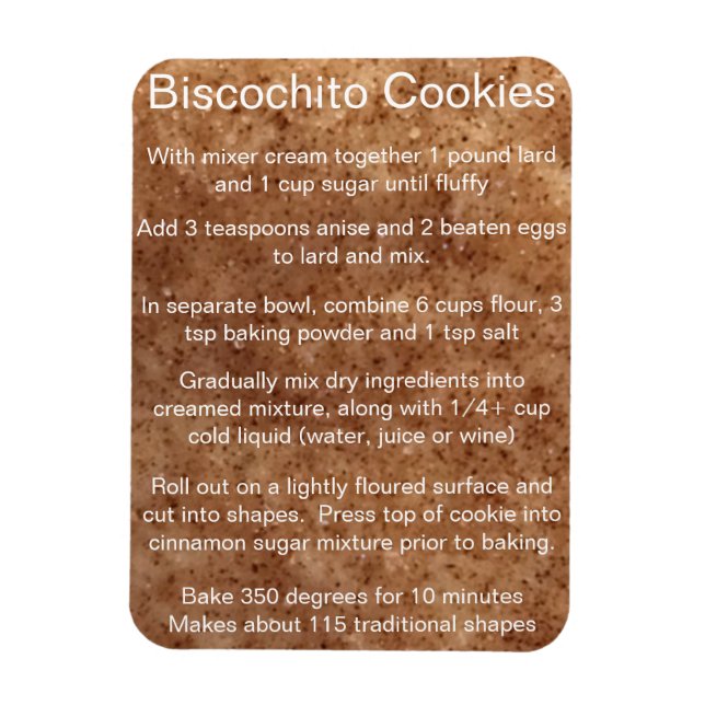 Magnet Flexible Biscochito New Mexico's official cookie recipe (Vertical)