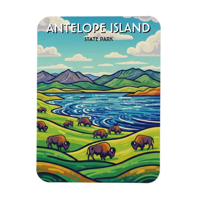 Magnet Flexible Bison dans le parc d'État d'Antelope Island Utah (Vertical)