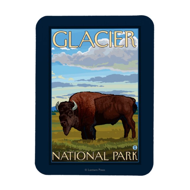 Magnet Flexible Bison Scene - Parc national des Glaciers, MT (Vertical)