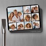 Magnet Flexible Black 9 Photo Carré Collage - avec script blanc<br><div class="desc">Vous pouvez utiliser des photos carrés ou selfies pour cette conception. Utilisez huit photos carrés pour créer un cadeau unique et personnel. Ou vous pouvez garder le chiot hipster et faire un gardien branché. Si vous avez besoin d'ajuster les images,  cliquez sur l'outil personnaliser pour apporter des modifications.</div>