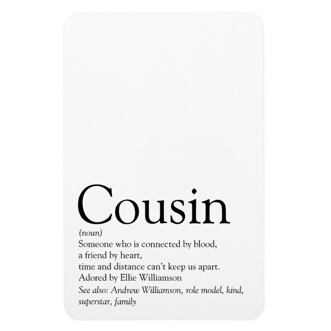 Magnet Flexible Black and White Cool Modern Cousin Définition (Vertical)