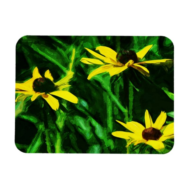 Magnet Flexible Black Eyed Susan Fleurs sauvages Abstrait (Horizontal)