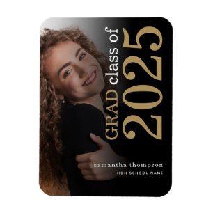 Magnet Flexible Black Gold Photo 2023 Faire-part de graduation