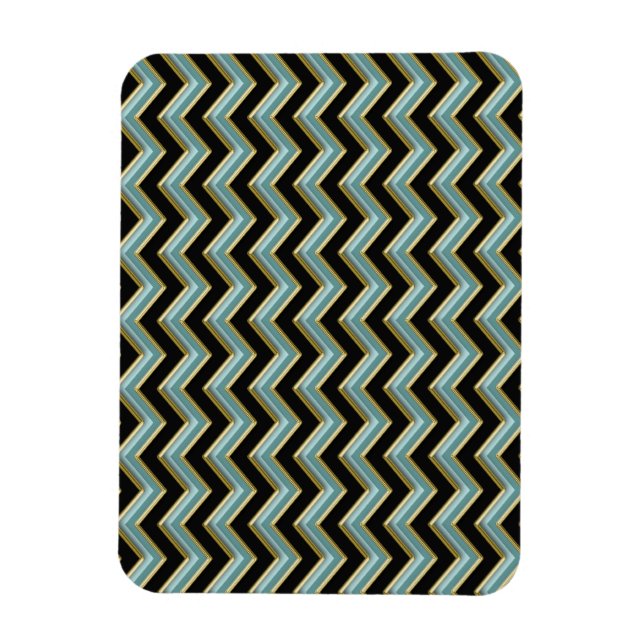 Magnet Flexible Black Gold Turquoise ZigZag (Vertical)