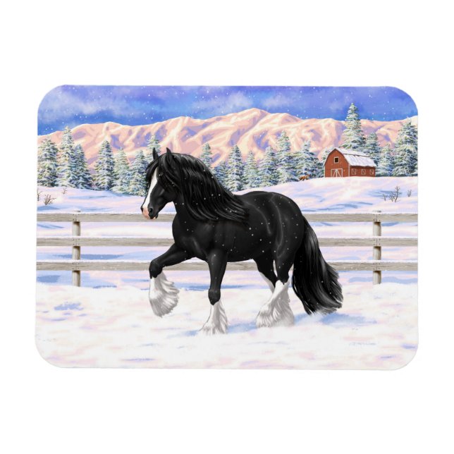 Magnet Flexible Black Gypsy Vanner Irlandais Cob Brouillon Cheval  (Horizontal)