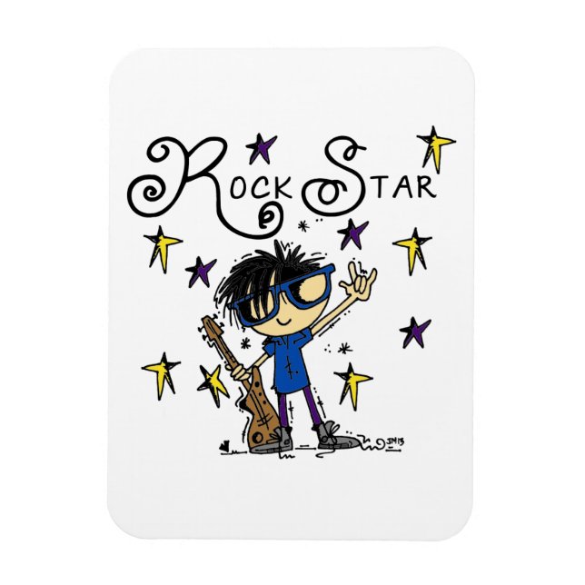 Magnet Flexible Black Hair Boy Rock Star (Vertical)