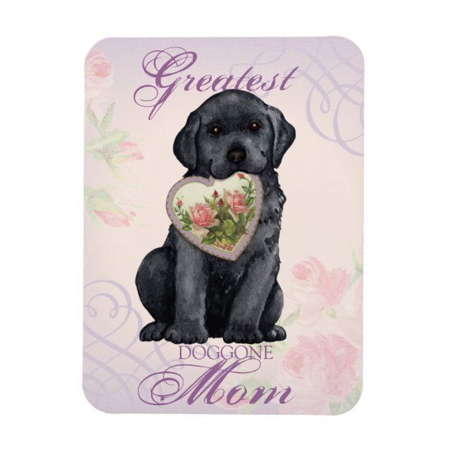 Magnet Flexible Black Lab Heart Maman (Vertical)