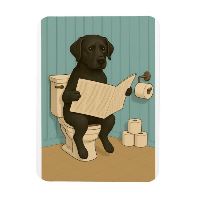 Magnet Flexible Black Labrador Lecture journal sur Toilet (Vertical)