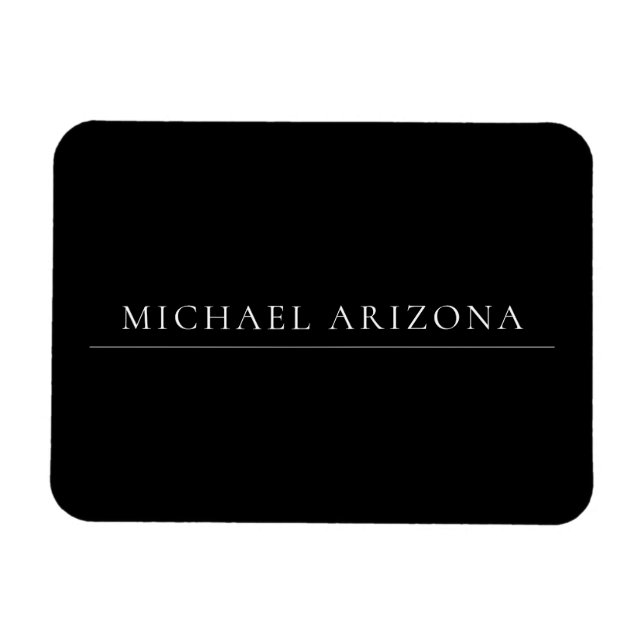 Magnet Flexible Black Minimalist Plain Modern Own Name (Horizontal)