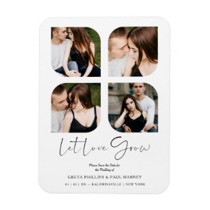 Magnet Flexible Black Modern Chic Clover Collage 4 Photos Mariage