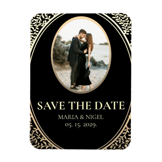 Magnet Flexible Black Photo Wedding Enregistrer La Date Invitation (Vertical)