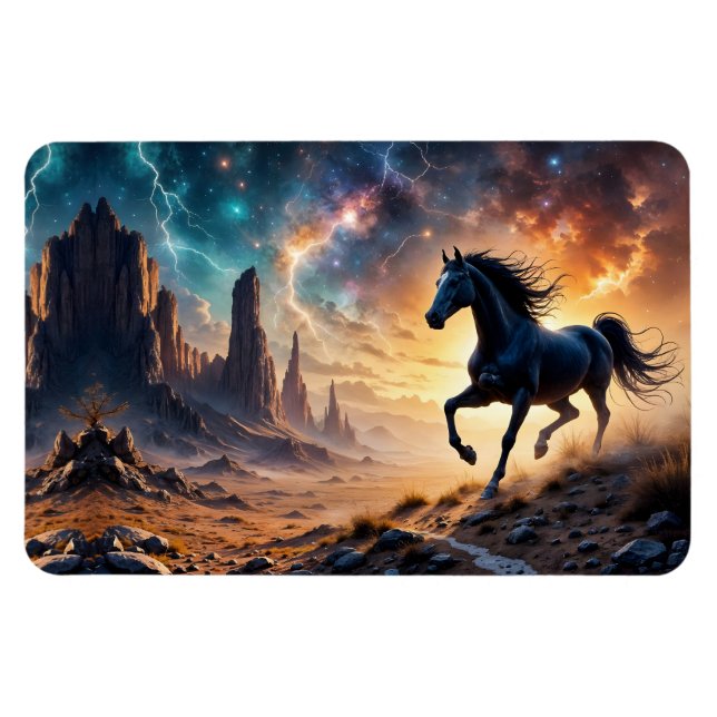 Magnet Flexible Black Stallion dans le désert Nebula étoiles la fo (Horizontal)