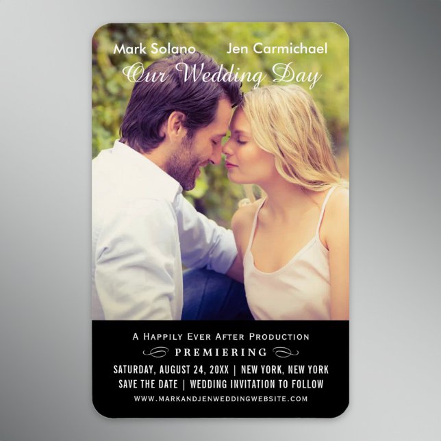 Magnet Flexible Black Wedding Movie Poster Photo Save the Date (Créateur téléchargé)