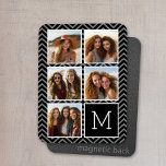 Magnet Flexible Black White Instagram 5 Photo Collage Monogram<br><div class="desc">Background includes in optional chevron - Use five square photos to create a unique and personal Or you can keep the hipster puppy and make a trendy keepsake. If you need to adjust the pictures,  click on the customize tool to make changes.</div>