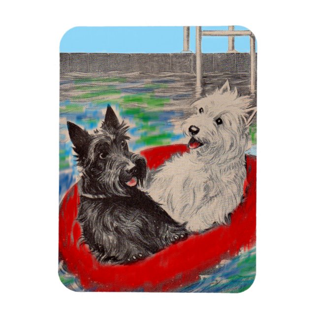 Magnet Flexible Blackie et Whitie sur un radeau (Vertical)
