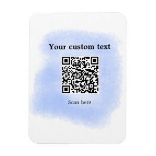 Magnet Flexible bleu aquarelle QR code scan ajouter texte personna