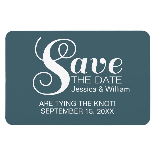 Magnet Flexible Bleu Chic Typographie Enregistrer l'aimant de date (Horizontal)