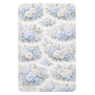 Magnet Flexible Bleu Clair Blanc Aquarelle Floral Élégant Romantiq