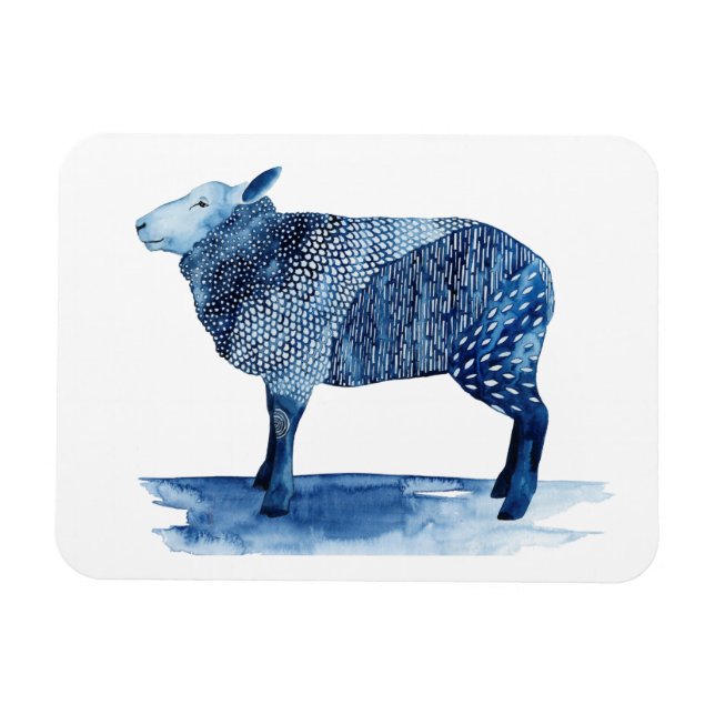 Magnet Flexible Bleu de cobalt Animaux de ferme - Moutons (Horizontal)