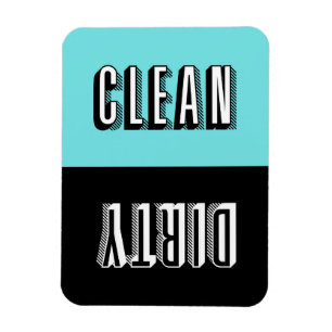Magnet Flexible Bleu et bloc noir Typographie rétro Lave-vaisselle