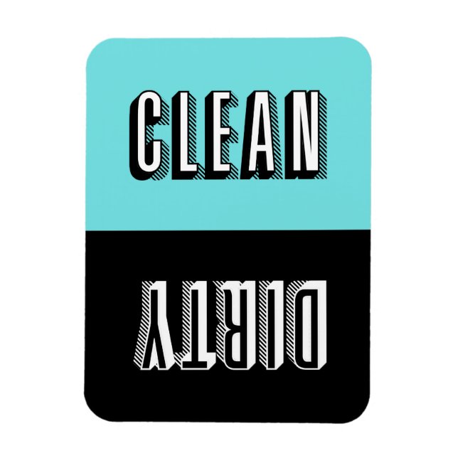 Magnet Flexible Bleu et bloc noir Typographie rétro Lave-vaisselle (Vertical)