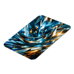 Magnet Flexible Bleu Or Abstrait Métallique Géométrique Futuriste