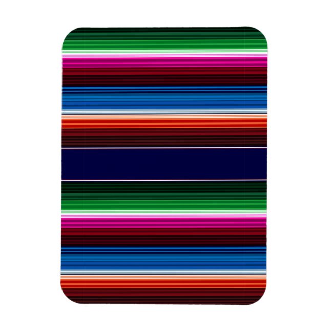 Magnet Flexible Bleu, Orange, Rose Chaud, Vert, Sarape Mexicaine (Vertical)