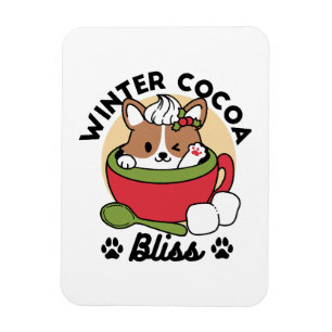 Magnet Flexible Bliss de cacao d'hiver - Chien mignon en mode Mug