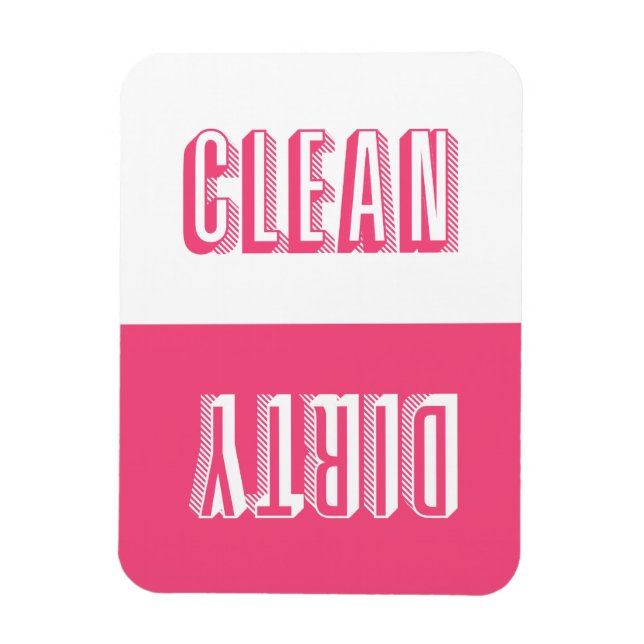 Magnet Flexible Bloc rose chaud Typographie moderne Lave-vaisselle (Vertical)