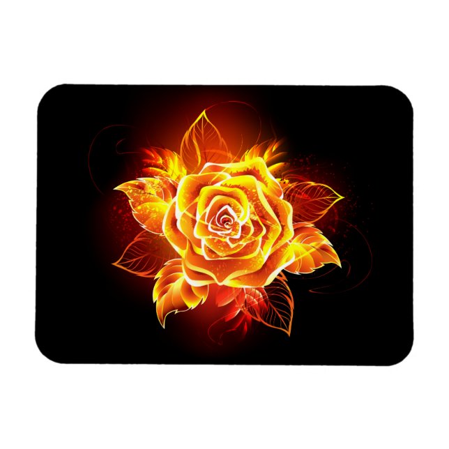 Magnet Flexible Blooming Fire Rose (Horizontal)