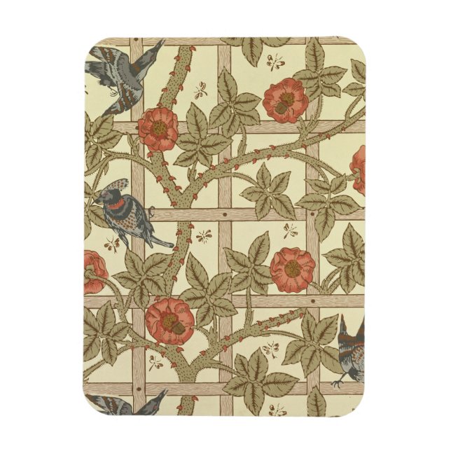 Magnet Flexible Blue and orange trellis wallpaper design, 1864 (Vertical)
