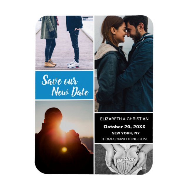 Magnet Flexible Blue Change date Enregistrer notre nouvelle date M (Vertical)