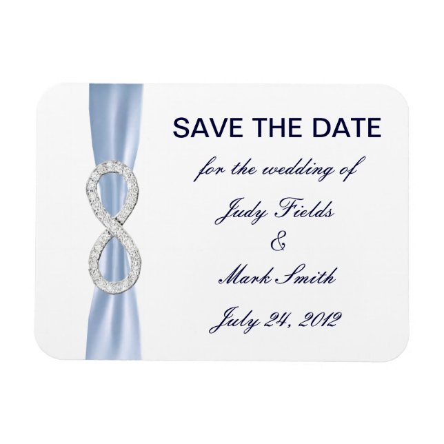 Magnet Flexible Blue Diamond Infinity Wedding Enregistrer La Date  (Horizontal)
