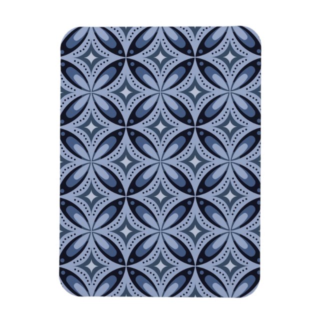 Magnet Flexible Blue Geometric Pattern Retro Style (Vertical)