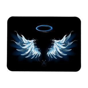Magnet Flexible Blue Glowing Angel Wings on black background