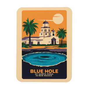 Magnet Flexible Blue Hole New Mexico Travel Art Vintage